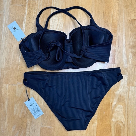 NWT Shade & Shore Black Bikini Swimwear Set 34D - Picture 4 of 8